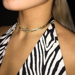 gold and black choker